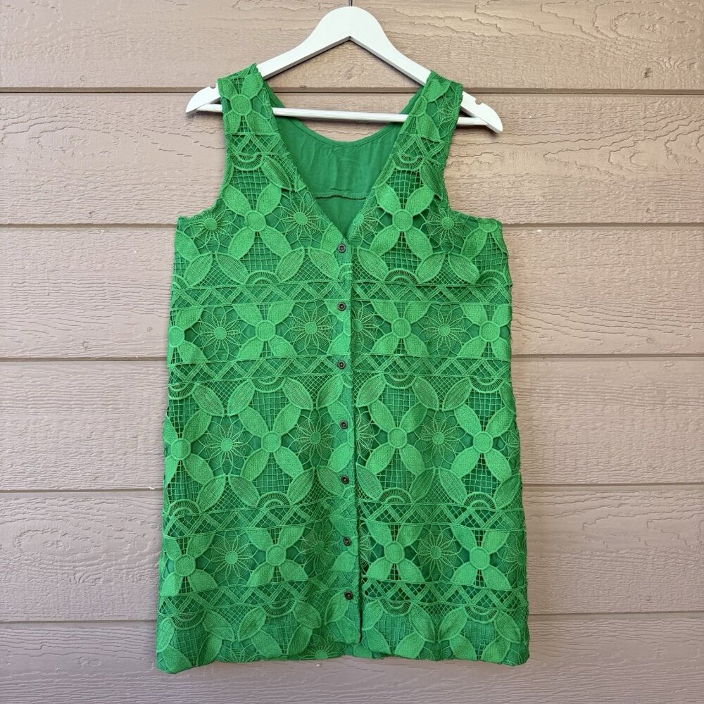 ANTHROPOLOGY Green Floral Lace mini Women’s Dress NWT MSRP $170 Size M Petite - Picture 4 of 14